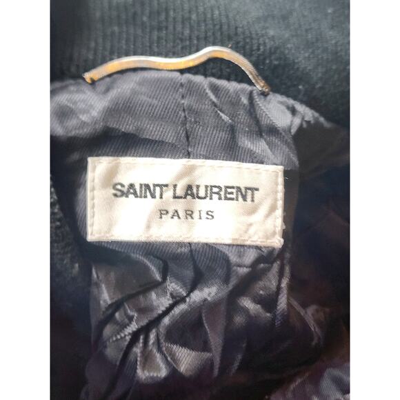 Saint Laurent Teddy Jacket Mens 52 Large Bomber Ribbed Collar Italy Paris Snap - Picture 3 of 16